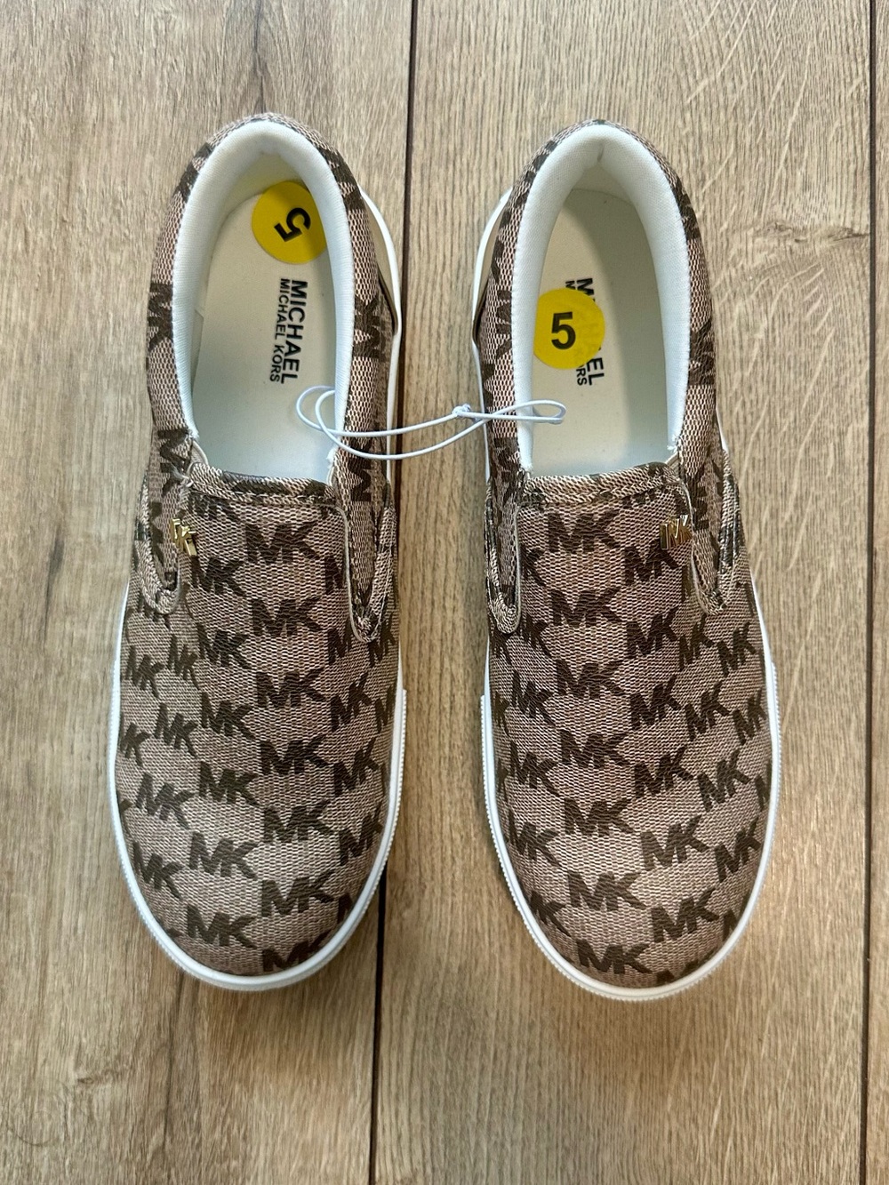 Michael Kors MK Logo Slip-On Sneakers | Size 5 | Brown/Gold - New
